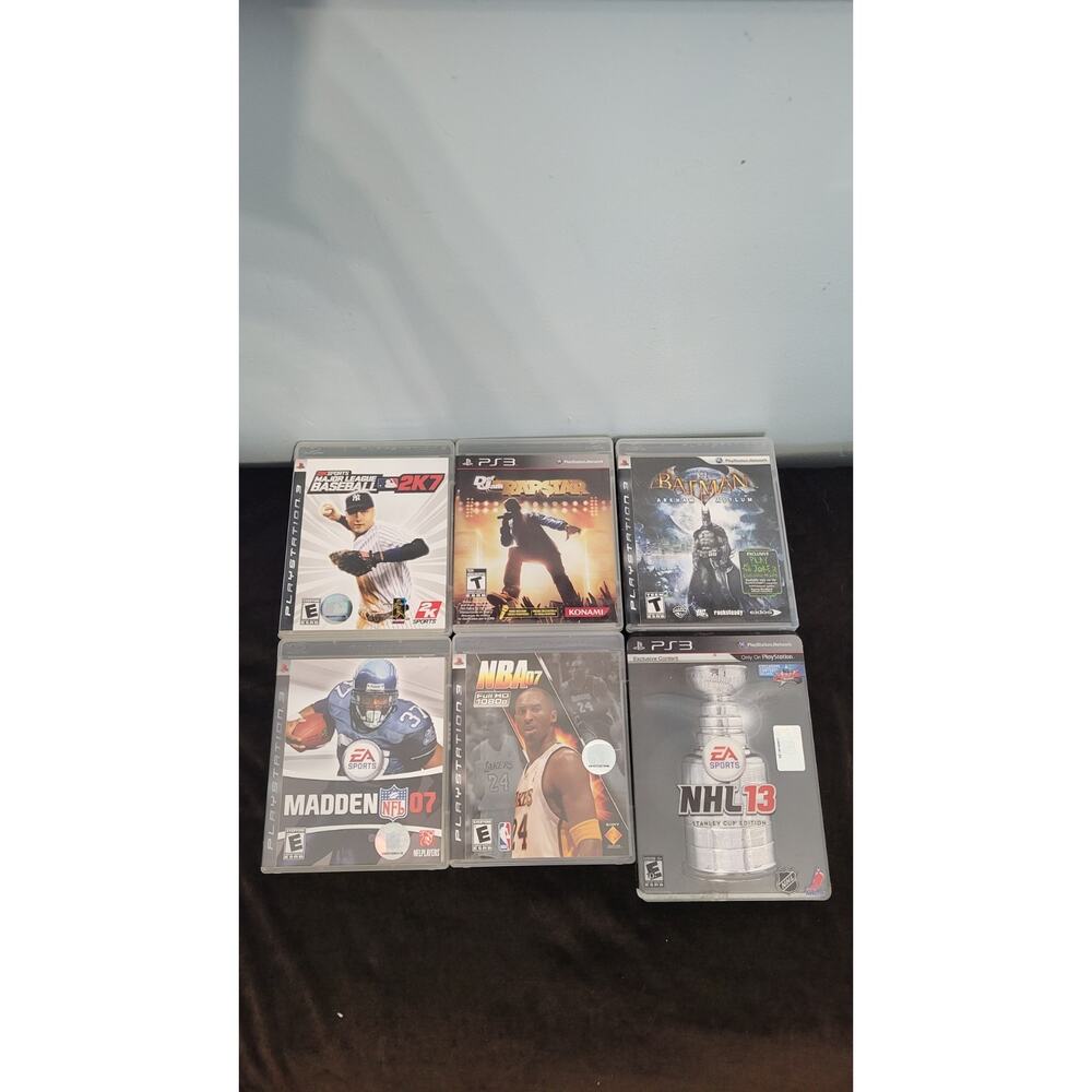 PS3 Game Lot 6 Complete Batman Arkham Asylum Def Jam Rapstar MLB 2K7 NHL 13... - Picture 1 of 4